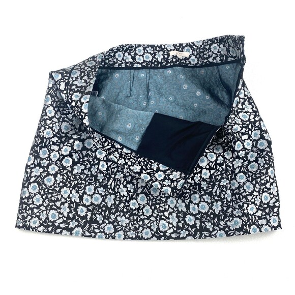 LOFT Mini Skirt Womens 12 Blue Floral Jacquard A-Line Pockets Workwear Casual - Picture 10 of 12